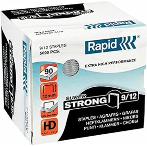 Rapid 9/12mm Super Strong Staples, For Stapling 60-90 Sheets, Use with Heavy Duty Staplers, Galvanised Wire, Box of 5000, 24871400 Rapid 9/12mm Super Strong Staples, For Stapling 60-90 Sheets, Use with Heavy Duty Staplers, Galvanised Wire, Box of 5000, 24871400