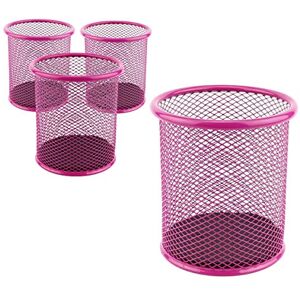 Leviatan Metal Pen Holder Round Wire Metal Mesh Multifunctional Cup for Ballpoint Pens Diameter 91 mm Pink Pack of 24 Leviatan Metal Pen Holder Round Wire Metal Mesh Multifunctional Cup for Ballpoint Pens Diameter 91 mm Pink Pack of 24