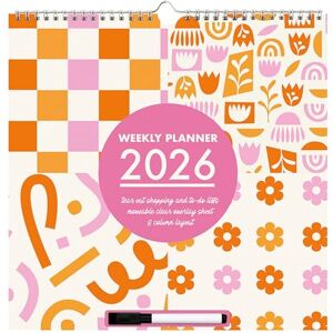 Robert Frederick 2026 Family Organiser Wall Calendar Bright & Modern 5-Column Monthly Planner with Pen, Wipeable Overlay & Tear-Off Shopping & To-Do Lists Colourful Checks & Florals Design Robert Frederick 2026 Family Organiser Wall Calendar Bright & Modern 5-Column Monthly Planner with Pen, Wipeable Overlay & Tear-Off Shopping & To-Do Lists Colourful Checks & Florals Design