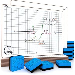 Scribbledo 12 Pack Dry Erase XY Axis Lap Board 9"X12" Interactive Learning Coordinate Grid Whiteboard for Student and Classroom Use, Math Board, and College Board (Double Sided) Scribbledo 12 Pack Dry Erase XY Axis Lap Board 9"X12" Interactive Learning Coordinate Grid Whiteboard for Student and Classroom Use, Math Board, and College Board (Double Sided)