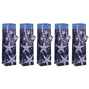 Sigel GT027 Christmas Bottle Gift Bag "Shining Stars", 10 x 35 x 8 cm, 5 Pieces Sigel GT027 Christmas Bottle Gift Bag "Shining Stars", 10 x 35 x 8 cm, 5 Pieces