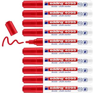 edding 4095 chalk marker red 10 chalk pens round tip 2-3 mm medium-tipped wet wipe pen for chalkboards, windows, glass, mirrors liquid chalk marker pens for opaque coverage edding 4095 chalk marker red 10 chalk pens round tip 2-3 mm medium-tipped wet wipe pen for chalkboards, windows, glass, mirrors liquid chalk marker pens for opaque coverage