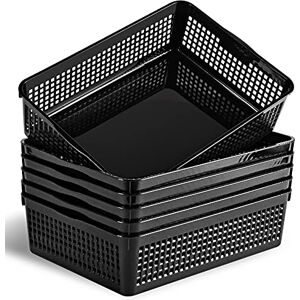 Eslite A4 Size Plastic Storage Basket,Desktop File Paper Letter Organizer Tray, 6-Packs (Black) Eslite A4 Size Plastic Storage Basket,Desktop File Paper Letter Organizer Tray, 6-Packs (Black)