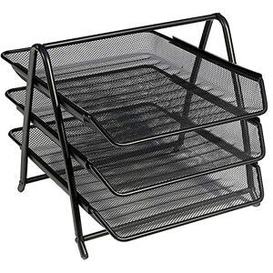 Osco 3 Tier Wire Mesh Letter Tray Desk Organiser, Steel Mesh Paper Filing Magazine Rack, A4 & Foolscap Document Sorter for Office & Home, Easy Assembly, Durable & Space-Saving, Black Osco 3 Tier Wire Mesh Letter Tray Desk Organiser, Steel Mesh Paper Filing Magazine Rack, A4 & Foolscap Document Sorter for Office & Home, Easy Assembly, Durable & Space-Saving, Black