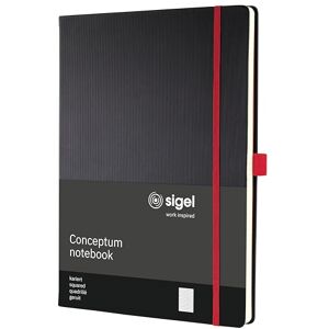 Sigel CO660 Premium Notebook squaRed, A4, hardcover, Black, Red Conceptum Sigel CO660 Premium Notebook squaRed, A4, hardcover, Black, Red Conceptum