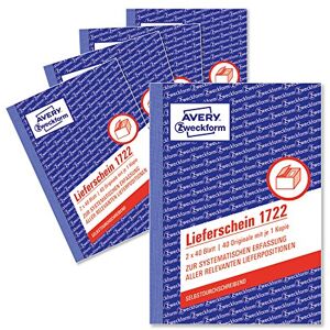 Avery 1722 Lieferschein, DIN A6, Copying, 2 x 40 Pages/Pack of 5, White, Yellow Avery 1722 Lieferschein, DIN A6, Copying, 2 x 40 Pages/Pack of 5, White, Yellow