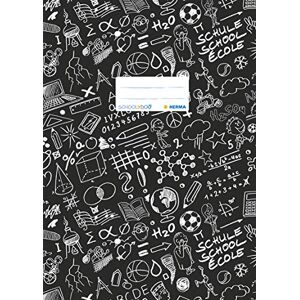 HERMA Exercise Book Cover A4 SCHOOLYDOO design, with inscription label, made of wipeable and sturdy plastic, slip on cover jackets for school, black, 19408 HERMA Exercise Book Cover A4 SCHOOLYDOO design, with inscription label, made of wipeable and sturdy plastic, slip on cover jackets for school, black, 19408