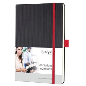 Sigel CO662 Premium Notebook squaRed, A5, hardcover, Black, Red Conceptum Sigel CO662 Premium Notebook squaRed, A5, hardcover, Black, Red Conceptum