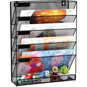 GDINDINFAN Wall File Organizer Holder Mesh Hanging Paper Document Holder,Vertical 5 Pocket Tier for Office Home, Black GDINDINFAN Wall File Organizer Holder Mesh Hanging Paper Document Holder,Vertical 5 Pocket Tier for Office Home, Black