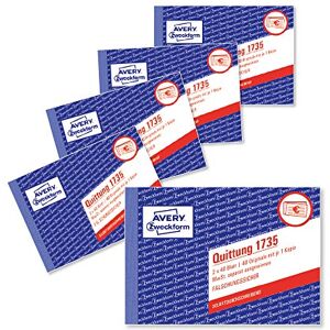 Avery 1735-5 A6 Receipt Paper Pad with VAT 2x 40 Sheets 5-Pack Avery 1735-5 A6 Receipt Paper Pad with VAT 2x 40 Sheets 5-Pack