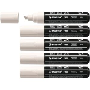 STABILO FREE Acrylic Marker ARTY T800C Chisel Tip 4-10mm Pack of 5 Pure White STABILO FREE Acrylic Marker ARTY T800C Chisel Tip 4-10mm Pack of 5 Pure White