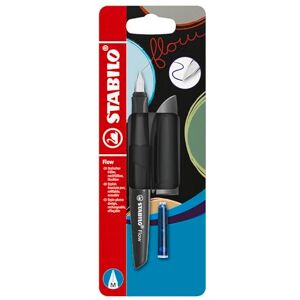 STABILO Flow Fountain Pen ACTIVE Medium Nib Pack of 1 Black including Blue Ink Cartridge STABILO Flow Fountain Pen ACTIVE Medium Nib Pack of 1 Black including Blue Ink Cartridge