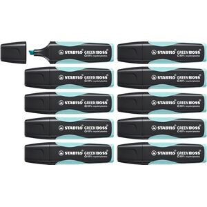 STABILO GREEN BOSS Pastel Highlighter Pack of 10 Touch of Turquoise STABILO GREEN BOSS Pastel Highlighter Pack of 10 Touch of Turquoise