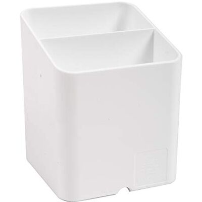 Exacompta Ref 67713D Office Pen-Cube Pen Pot 74 x 74 x 93mm in Size, Space Saving Pen Pot 2 Sections with for Pens, Pencils and Accessories White Exacompta Ref 67713D Office Pen-Cube Pen Pot 74 x 74 x 93mm in Size, Space Saving Pen Pot 2 Sections with for Pens, Pencils and Accessories White