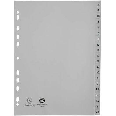 Exacompta 25 dividers alphabetical recycled PP grey A-Z (German alphabet) Exacompta 25 dividers alphabetical recycled PP grey A-Z (German alphabet)