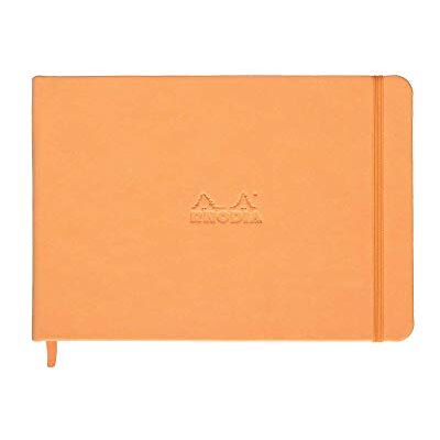 Rhodia 118178C Rigid Notebook Webnotebook Landscape Orange A5 192 pages Plain Ivory Clairefontaine Paper 90 g/m Bookmark, Elastic Closure Faux Leather Cover Rhodia 118178C Rigid Notebook Webnotebook Landscape Orange A5 192 pages Plain Ivory Clairefontaine Paper 90 g/m Bookmark, Elastic Closure Faux Leather Cover