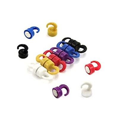 FIRST4MAGNETS Rainbow Coloured Plastic Mini Magnetic Hooks for Fridge, Office, Whiteboard, Noticeboard, Filing Cabinet 12mm Dia x 18mm Tall 1kg Pull Pack of 12 FIRST4MAGNETS Rainbow Coloured Plastic Mini Magnetic Hooks for Fridge, Office, Whiteboard, Noticeboard, Filing Cabinet 12mm Dia x 18mm Tall 1kg Pull Pack of 12