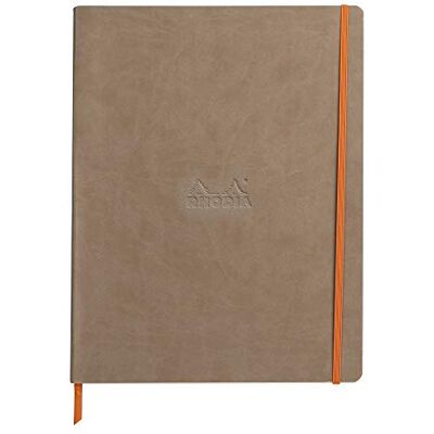 Rhodia 117704C Soft Taupe Notebook A4+ Lined 160 Detachable Pages Clairefontaine Ivory Paper 90 g/m Bookmark, Elastic Closure Faux Leather Cover rama Collection Rhodia 117704C Soft Taupe Notebook A4+ Lined 160 Detachable Pages Clairefontaine Ivory Paper 90 g/m Bookmark, Elastic Closure Faux Leather Cover rama Collection