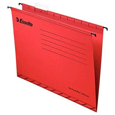 Esselte 90336 Classic Reinforced Suspension File, Foolscap, Pack of 25, Tabs Included, Red, 360 x 240 mm Esselte 90336 Classic Reinforced Suspension File, Foolscap, Pack of 25, Tabs Included, Red, 360 x 240 mm