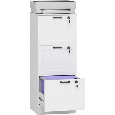 HOMCOM 2 Drawer File Cabinet with Lock Adjustable Hanging Bars for A4 White Office, Vertical Filing Cabinet, Letter Size File Folders, Printer Stand with Storage HOMCOM 2 Drawer File Cabinet with Lock Adjustable Hanging Bars for A4 White Office, Vertical Filing Cabinet, Letter Size File Folders, Printer Stand with Storage