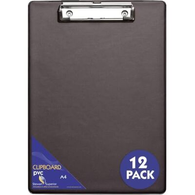 SECO A4 PVC Clipboard Black Pack of 12 Document Holder Heavy Duty Metal Clip Rigid PVC Board A4 Documents Office, School & Warehouse Use SECO A4 PVC Clipboard Black Pack of 12 Document Holder Heavy Duty Metal Clip Rigid PVC Board A4 Documents Office, School & Warehouse Use