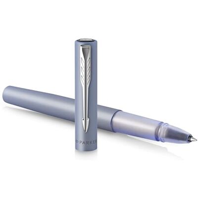 PARKER Vector XL Rollerball Pen Metallic Silver-Blue Lacquer on Brass Fine Point with Black Ink Refill Gift Box PARKER Vector XL Rollerball Pen Metallic Silver-Blue Lacquer on Brass Fine Point with Black Ink Refill Gift Box