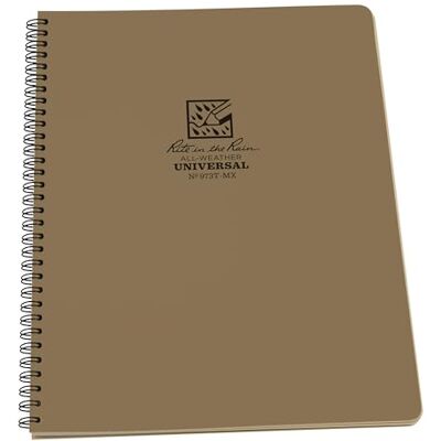 Rite in the Rain Waterproof Paper Side Spiral Notepad Tan Polydura Cover 84 Pages 42 Sheets Imperial and Metric Rulers, 4 ⅝ x 7- Inch, Brown Rite in the Rain Waterproof Paper Side Spiral Notepad Tan Polydura Cover 84 Pages 42 Sheets Imperial and Metric Rulers, 4 ⅝ x 7- Inch, Brown