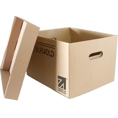 SelfHold 10 Cardboard Archive Boxes with Lids (36 x 27 x 23cm) Cardboard Single Wall Archive Filing Storage Boxes for Moving House with Handles, Bankers Box, Storage and Moving Boxes Made in Britain SelfHold 10 Cardboard Archive Boxes with Lids (36 x 27 x 23cm) Cardboard Single Wall Archive Filing Storage Boxes for Moving House with Handles, Bankers Box, Storage and Moving Boxes Made in Britain