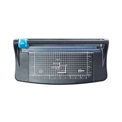 Avery Lightweight A4 Paper Trimmer, Photo and Paper Cutter, 5-Sheet Capacity, Self-Sharpening Blade, Black & Teal (TR002) Avery Lightweight A4 Paper Trimmer, Photo and Paper Cutter, 5-Sheet Capacity, Self-Sharpening Blade, Black & Teal (TR002)