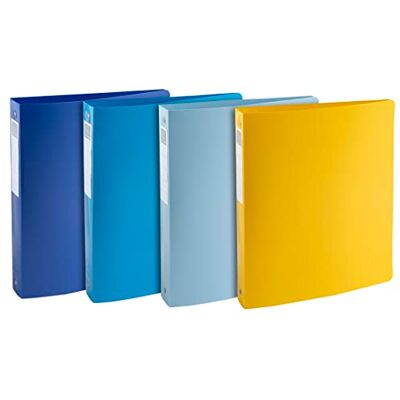 Exacompta Ref. 51140E Set of 4 Bee Blue semi-rigid binders 4 round rings 30 mm diameter 40 mm spine external dimensions 32 x 26.8 cm A4 maxi file format assorted colors Exacompta Ref. 51140E Set of 4 Bee Blue semi-rigid binders 4 round rings 30 mm diameter 40 mm spine external dimensions 32 x 26.8 cm A4 maxi file format assorted colors