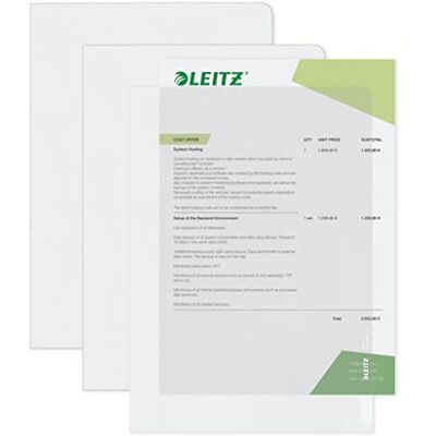 Leitz Premium 41003003 Folders A4 Waterproof Pack of 10 PVC Transparent, Black Leitz Premium 41003003 Folders A4 Waterproof Pack of 10 PVC Transparent, Black