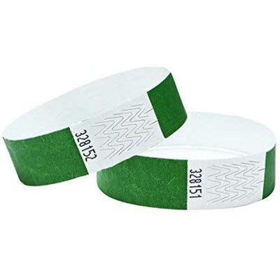 J&R Wristbands Paper Like Made from Tyvek. 1000 Pack Green J&R Wristbands Paper Like Made from Tyvek. 1000 Pack Green