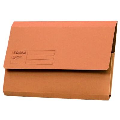 Exacompta Guildhall Document Wallets, 285 gsm, Foolscap Orange, Pack of 50 Exacompta Guildhall Document Wallets, 285 gsm, Foolscap Orange, Pack of 50