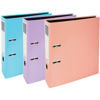 Exacompta A4 Lever Arch File, 75mm, Office Binder, Assorted, Pack of 3 in Pastel Blue, Pastel Pink and Purple, Stationery Folders for Paperwork and Document Organisation- 227/0009Z Exacompta A4 Lever Arch File, 75mm, Office Binder, Assorted, Pack of 3 in Pastel Blue, Pastel Pink and Purple, Stationery Folders for Paperwork and Document Organisation- 227/0009Z