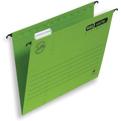 Elba Ultimate Foolscap Manilla Verticflex Suspension Files, V-Base, 240 GSM Green (Pack of 25) Elba Ultimate Foolscap Manilla Verticflex Suspension Files, V-Base, 240 GSM Green (Pack of 25)