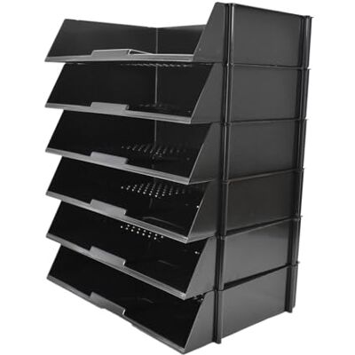 Deflecto A4 Pk of 6 x Essential Wide Letter Tray Classic Black, A4 paper tray organiser, letter organiser storage, desk trays CP028YTBLKX6 Pk of 6 Deflecto A4 Pk of 6 x Essential Wide Letter Tray Classic Black, A4 paper tray organiser, letter organiser storage, desk trays CP028YTBLKX6 Pk of 6