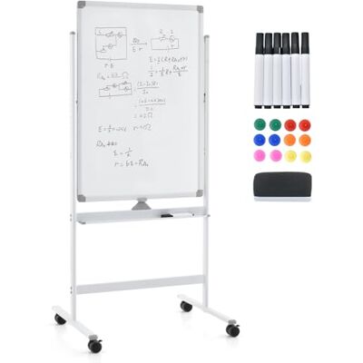 CASART Flip Chart Easel Whiteboard, Double-Sided Magnetic Dry Erase Board with Stand, Eraser, Magnets & Makers, Height Adjustable Mobile Whiteboard for Office Classroom (White, 60 x 90cm) CASART Flip Chart Easel Whiteboard, Double-Sided Magnetic Dry Erase Board with Stand, Eraser, Magnets & Makers, Height Adjustable Mobile Whiteboard for Office Classroom (White, 60 x 90cm)