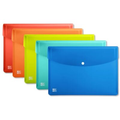 Oxford A4 Plastic Wallets, Assorted Colours, Document Folders, Pack of 5 Oxford A4 Plastic Wallets, Assorted Colours, Document Folders, Pack of 5