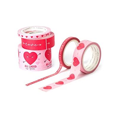 LEGAMI Set of 5 Paper Adhesive Tapes, Tape by Tape, Heart, Colourful, for Gluing, Decorating and Personalising, 3 Different Sizes, Length 5 Metres Each LEGAMI Set of 5 Paper Adhesive Tapes, Tape by Tape, Heart, Colourful, for Gluing, Decorating and Personalising, 3 Different Sizes, Length 5 Metres Each