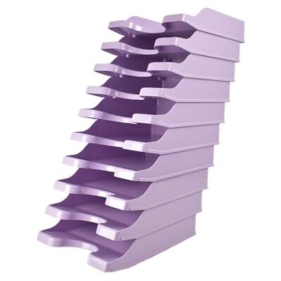 Deflecto A4 Pk of 10 x Self Stacking Letter Trays Lavender, A4 paper tray organiser, letter organiser storage, desk trays CP130YTLAVX10 Deflecto A4 Pk of 10 x Self Stacking Letter Trays Lavender, A4 paper tray organiser, letter organiser storage, desk trays CP130YTLAVX10
