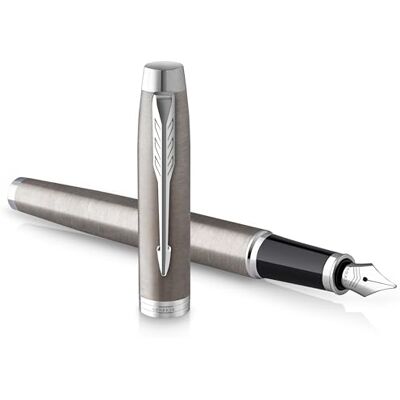 PARKER IM Fountain Pen Stainless Steel with Chrome Trim Fine Point with Blue Ink Cartridge Gift Box PARKER IM Fountain Pen Stainless Steel with Chrome Trim Fine Point with Blue Ink Cartridge Gift Box