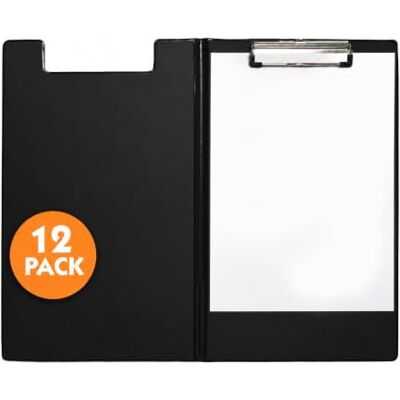 SECO A4 PVC Foldover Clipboard Black Pack of 12 Document Holder Heavy Duty Metal Clip Rigid PVC Board A4 Documents Office, School & Warehouse Use SECO A4 PVC Foldover Clipboard Black Pack of 12 Document Holder Heavy Duty Metal Clip Rigid PVC Board A4 Documents Office, School & Warehouse Use