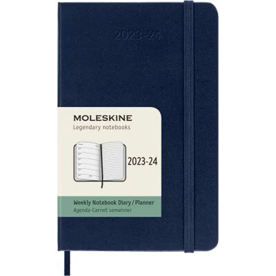 Moleskine Weekly Planner 2023-2024, 18-Months Agenda, Academic Diary, Weekly Diary with Hard Cover, Pocket size 9 x 14 cm, Colour Sapphire Blue Moleskine Weekly Planner 2023-2024, 18-Months Agenda, Academic Diary, Weekly Diary with Hard Cover, Pocket size 9 x 14 cm, Colour Sapphire Blue