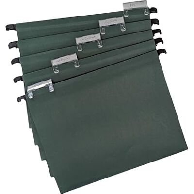 Cathedral Products A4 Green Manilla Suspension Files with Clip on Index Tabs and Inserts Pack of 50 Cathedral Products A4 Green Manilla Suspension Files with Clip on Index Tabs and Inserts Pack of 50