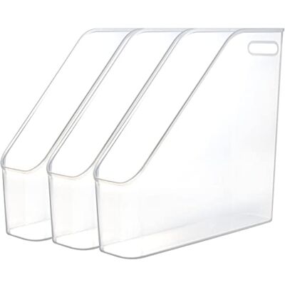 Youngever 3 Pack Plastic File Folder Bin Organiser with Handle, White, Plastic File Folder Holder Youngever 3 Pack Plastic File Folder Bin Organiser with Handle, White, Plastic File Folder Holder