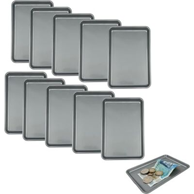 Chabrias Ltd Pack of 10 Plastic Rectangle Tip Trays Professional Bill Presenter for Bars, Restaurants, and Hotels (Silver) Chabrias Ltd Pack of 10 Plastic Rectangle Tip Trays Professional Bill Presenter for Bars, Restaurants, and Hotels (Silver)