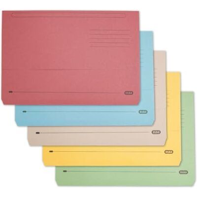 Elba A4+ Document Wallets, Assorted Colours Pack of 50 Foolscap Folders with Tuck-In Flap, 300 Sheet Capacity, Heavyweight Paper Filing for Office & School Elba A4+ Document Wallets, Assorted Colours Pack of 50 Foolscap Folders with Tuck-In Flap, 300 Sheet Capacity, Heavyweight Paper Filing for Office & School