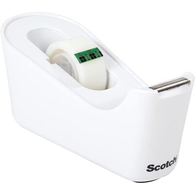 Scotch Tape Dispenser C18, White + Magic Tape, 1 Roll, 19 mm x 33 m Refillable Dispenser for Home and Office with General Purpose Sticky Tape for Document Repair, Labelling and Sealing Scotch Tape Dispenser C18, White + Magic Tape, 1 Roll, 19 mm x 33 m Refillable Dispenser for Home and Office with General Purpose Sticky Tape for Document Repair, Labelling and Sealing