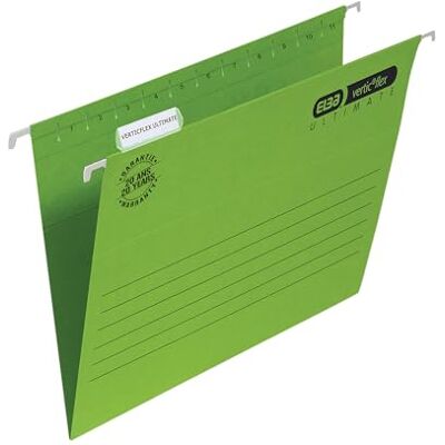 Elba Ultimate A4 Manilla Verticflex Suspension Files, V-Base, 240 GSM Green (Pack of 25) Elba Ultimate A4 Manilla Verticflex Suspension Files, V-Base, 240 GSM Green (Pack of 25)