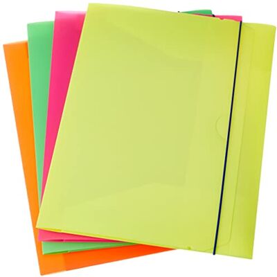 Fellowes 1028101 Project Shocking File Folder Pack of 4 Assorted Fluorescent Colours Fellowes 1028101 Project Shocking File Folder Pack of 4 Assorted Fluorescent Colours